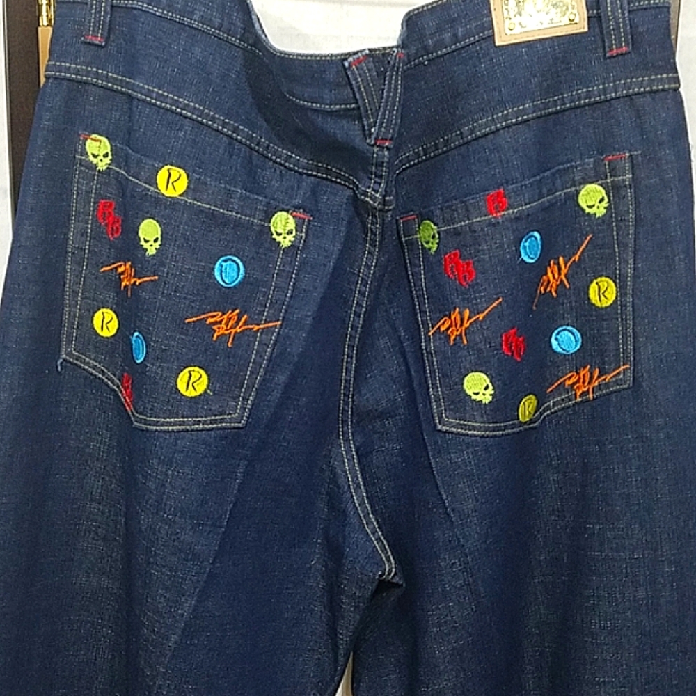 NWT Ruff Ryders jeans dark denim baggy  Graphics men's SZ 42